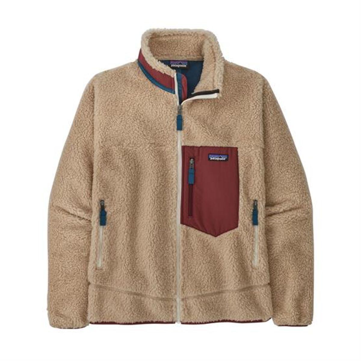 Patagonia Mens Classic Retro-X Jacket, Dark Natural / Sequioa Red