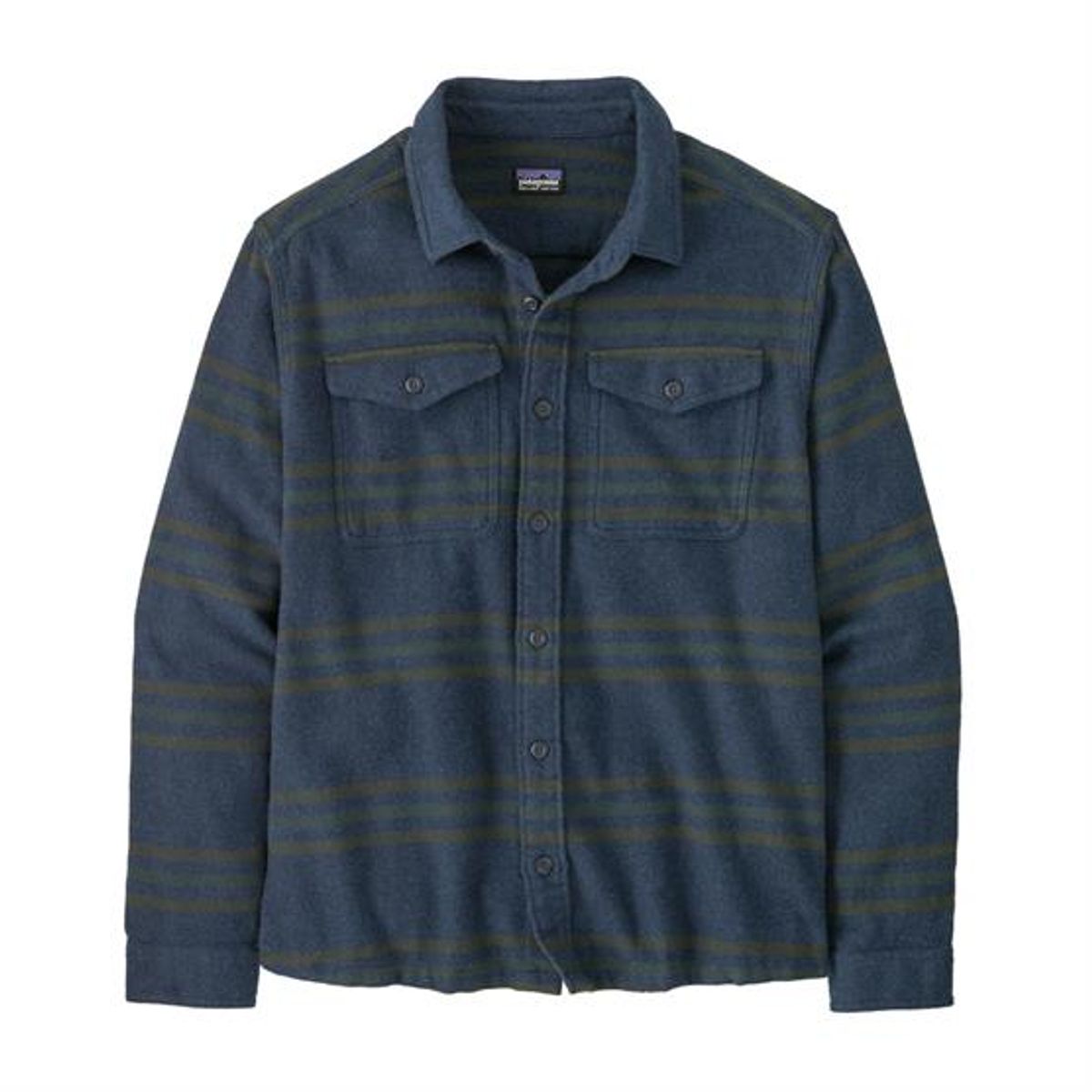 Patagonia Mens Fjord Flannel Shirt, Treelined / Smolder Blue