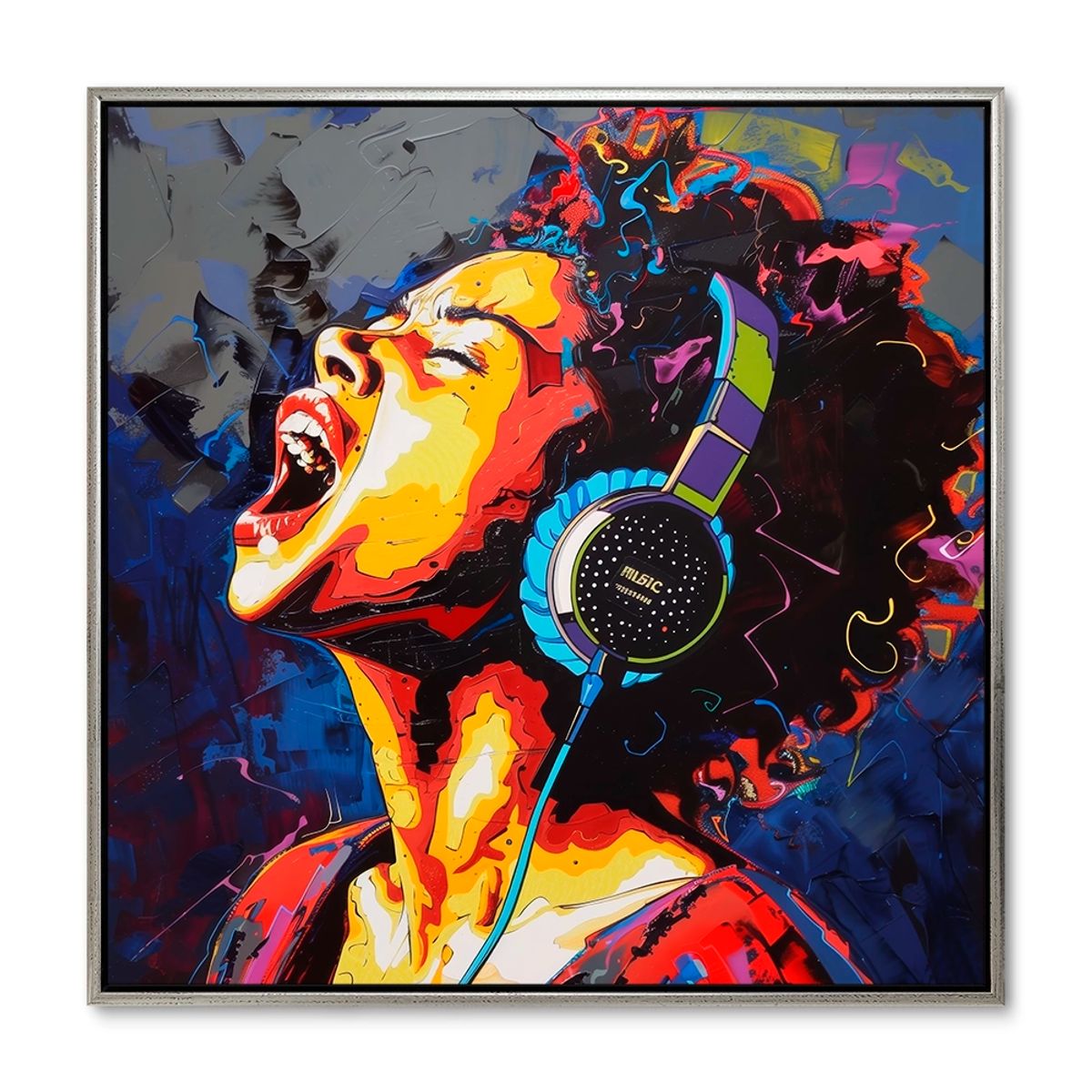 Alive with Music - 100x100 cm. - Sølv ramme