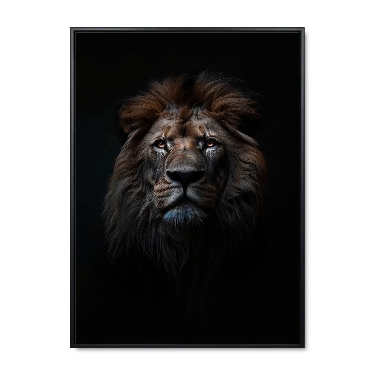 Lion of the night - 70x100 cm. - Sort ramme