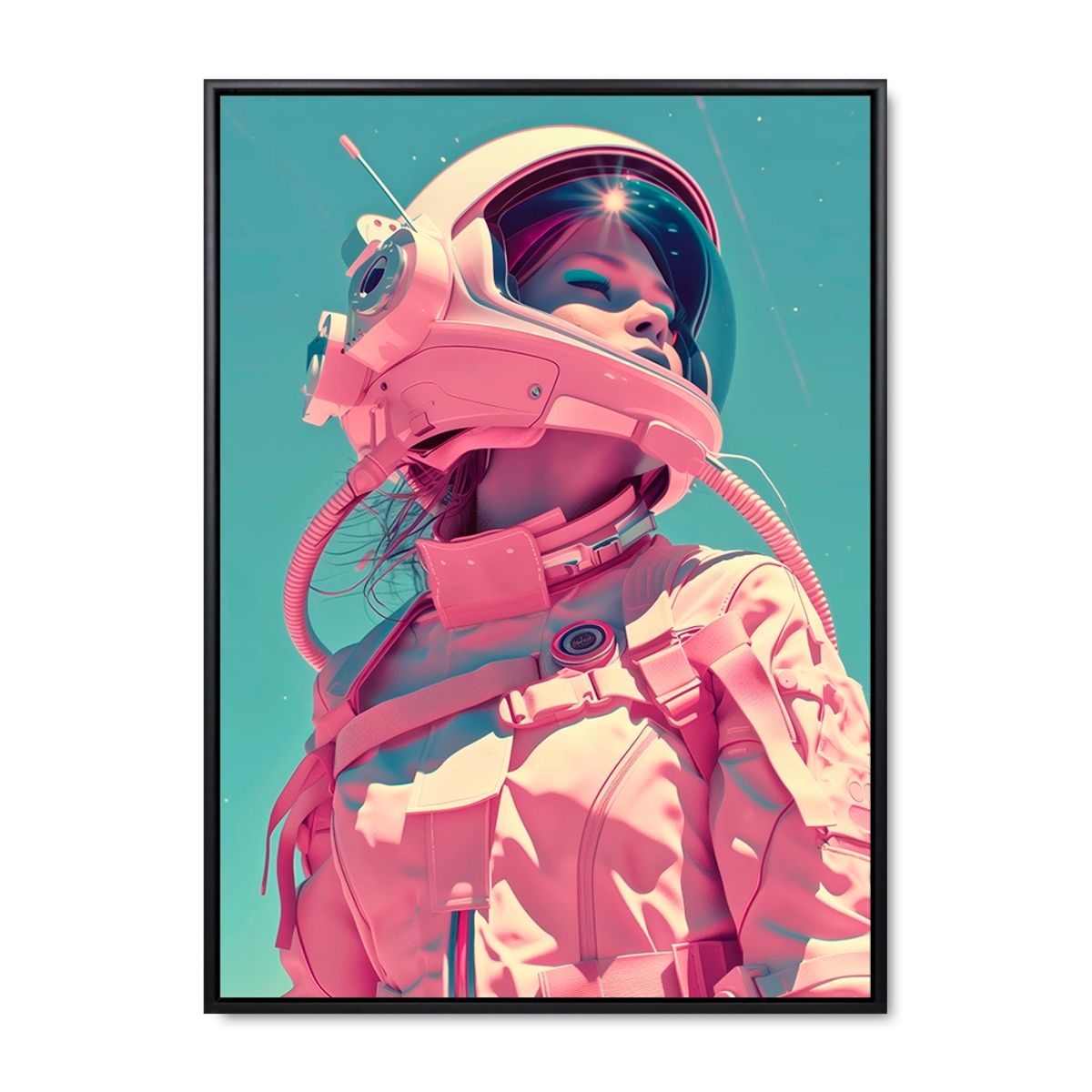 Space Chick - 60x80 cm. - Sort ramme