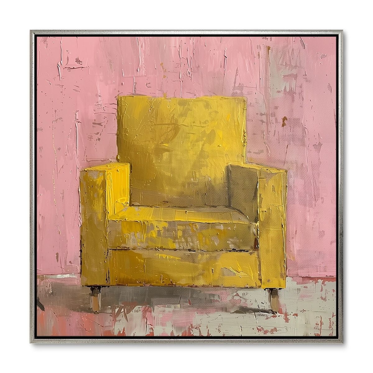 Yellow Elegance - 60x60 cm. - Sølv ramme