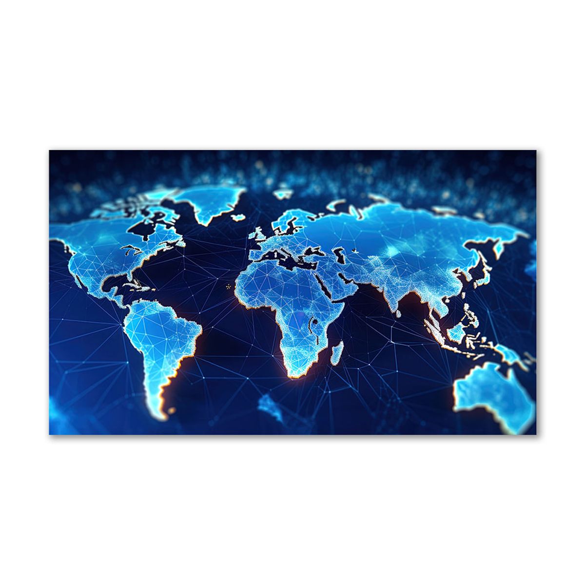 Blue Worldmap - 60x100 cm - Uden svæveramme