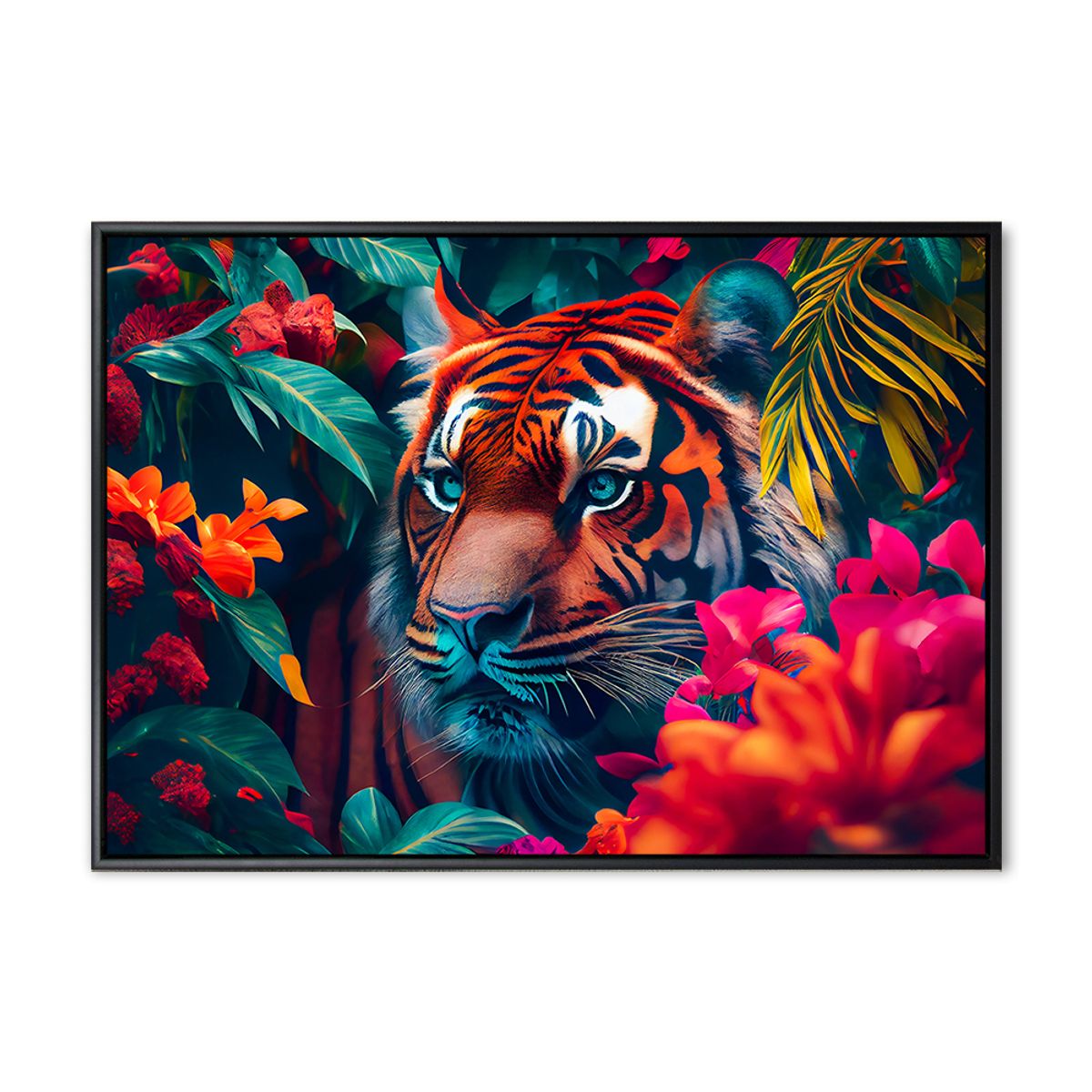 Jungle Tiger - 70x100 cm - Sort svæveramme