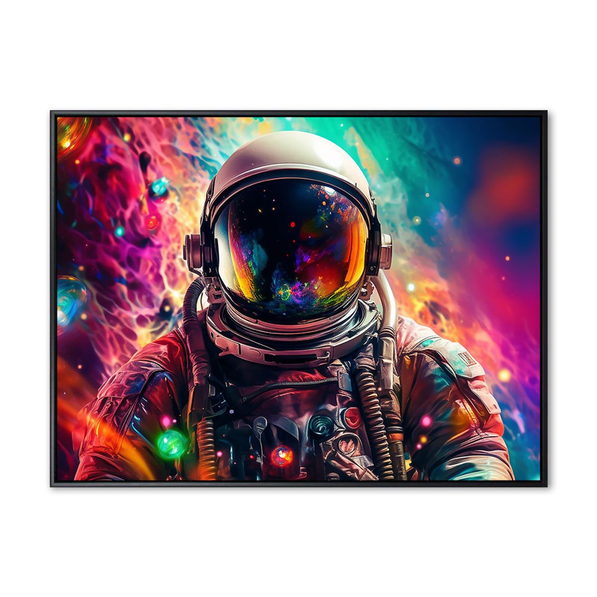 Spaceman in colors - 70x100 cm - Sort svæveramme