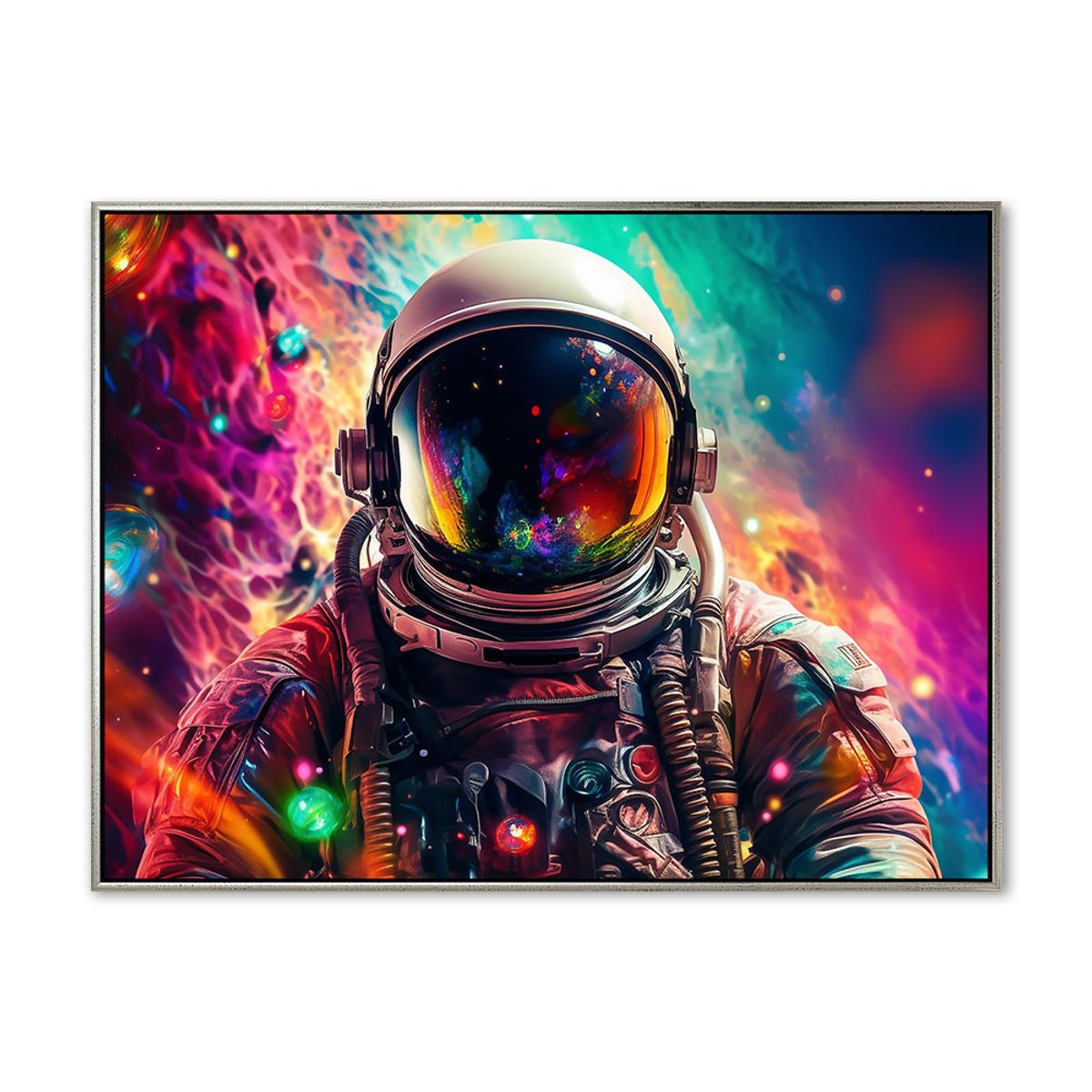 Spaceman in colors - 70x100 cm - Sølv svæveramme