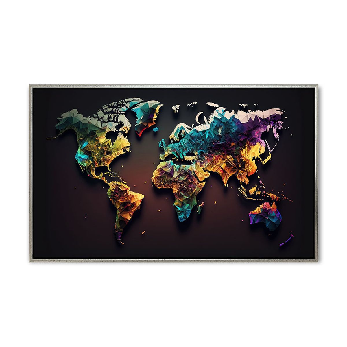 World in geometric 02 - 60x100 cm - Sølv svæveramme