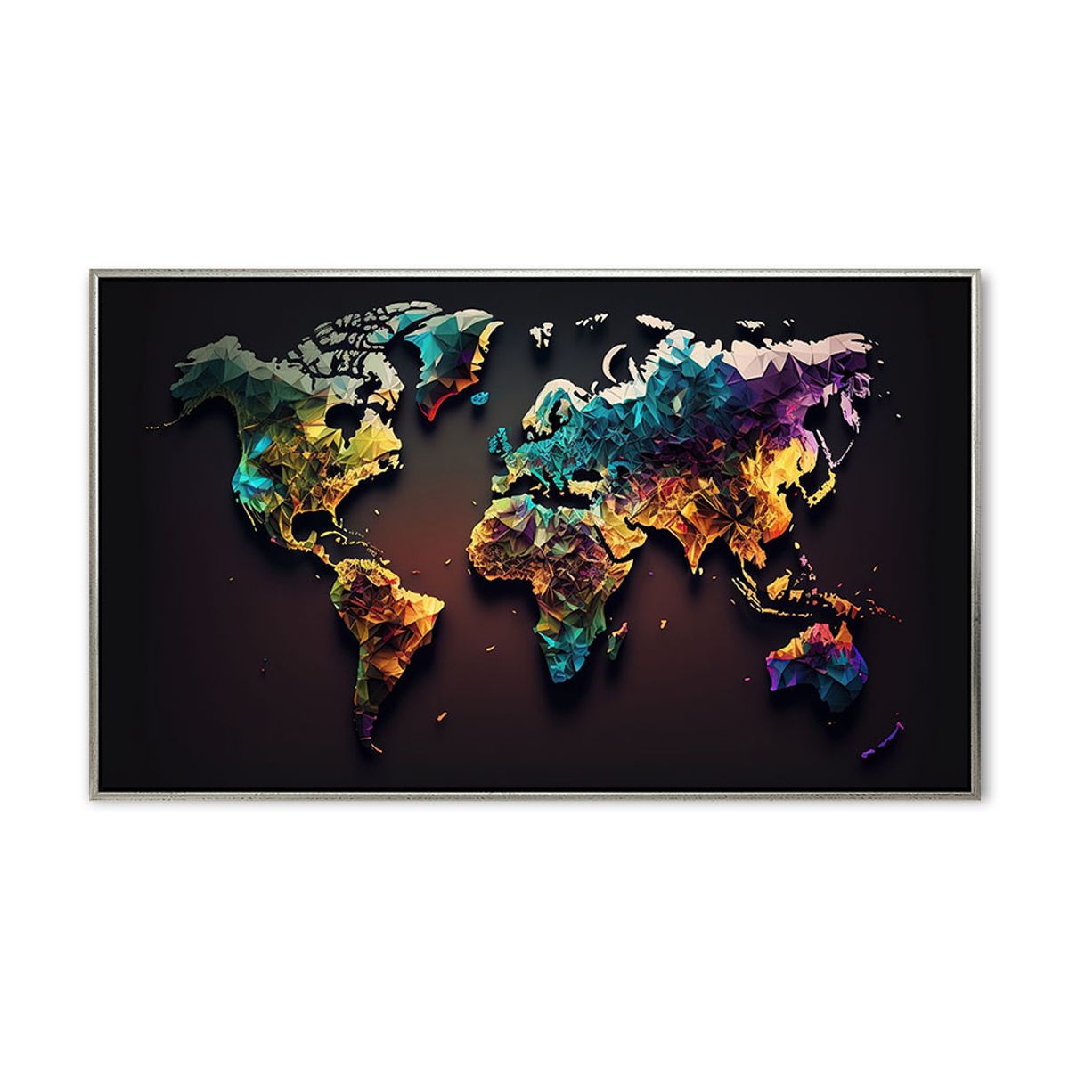 World in geometric 02 - 70x120 cm - Sølv svæveramme