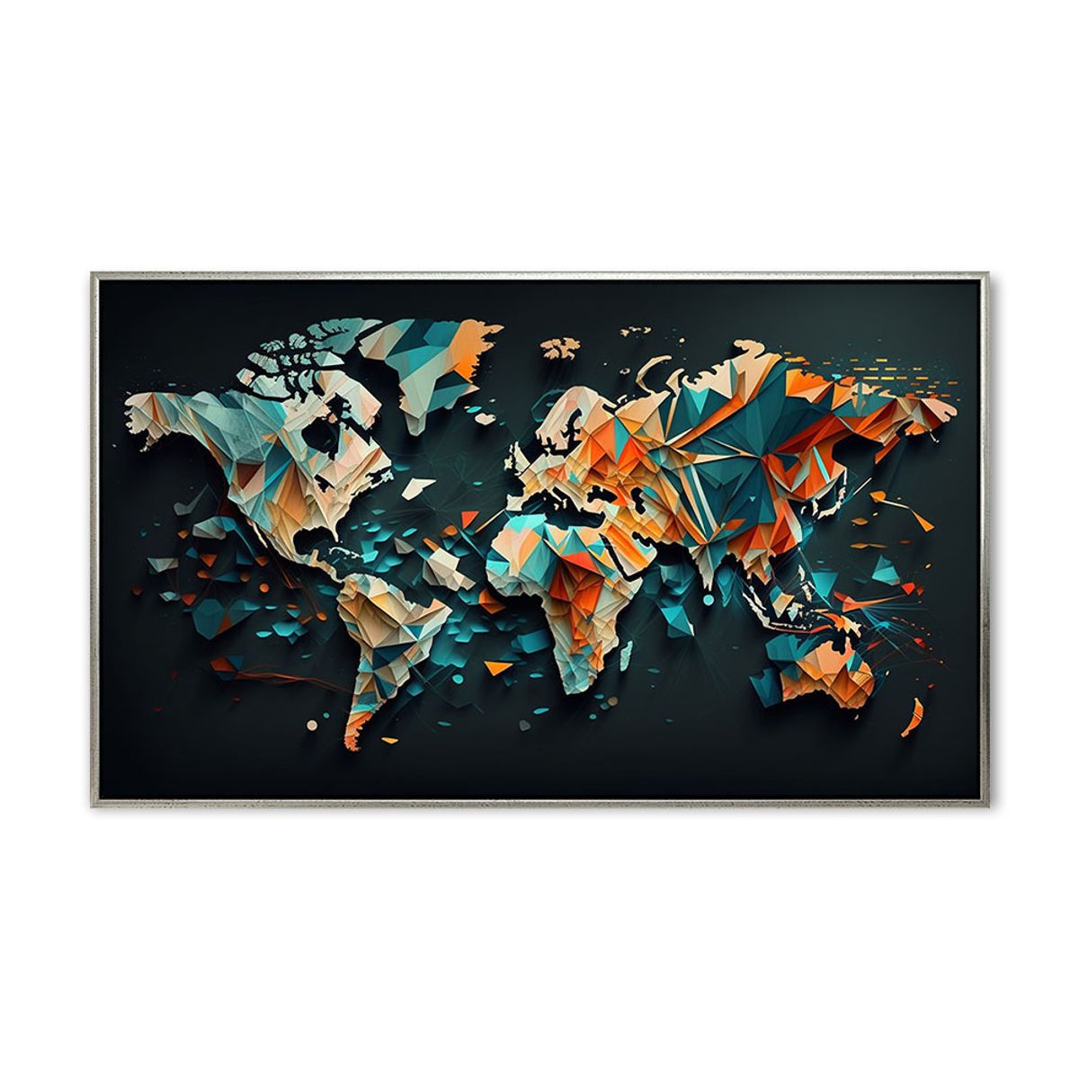 World in geometric 01 - 70x120 cm - Sølv svæveramme