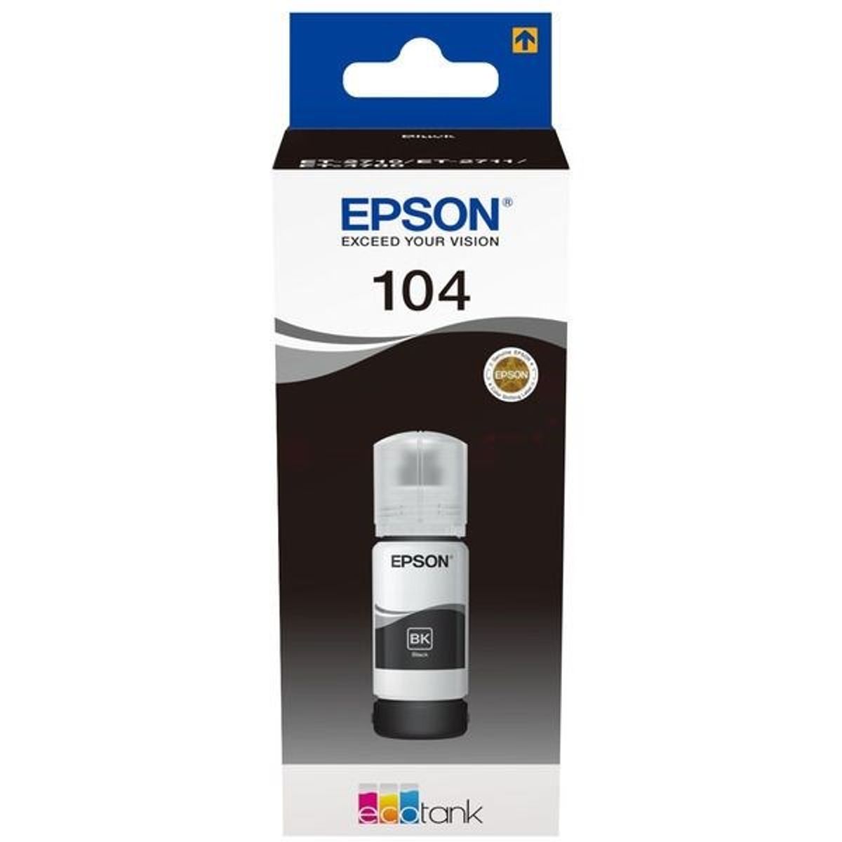 Sort blæk - Epson 104 - 65 ml.