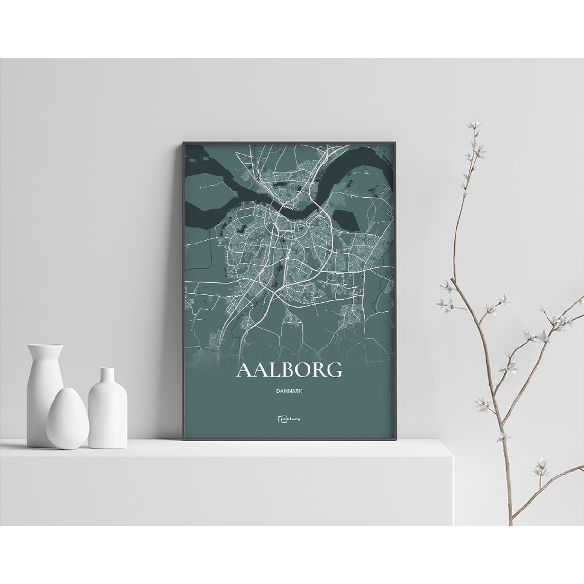 Aalborg Plakaten Fuldt kort Skovgrøn 42×60 cm (A2)