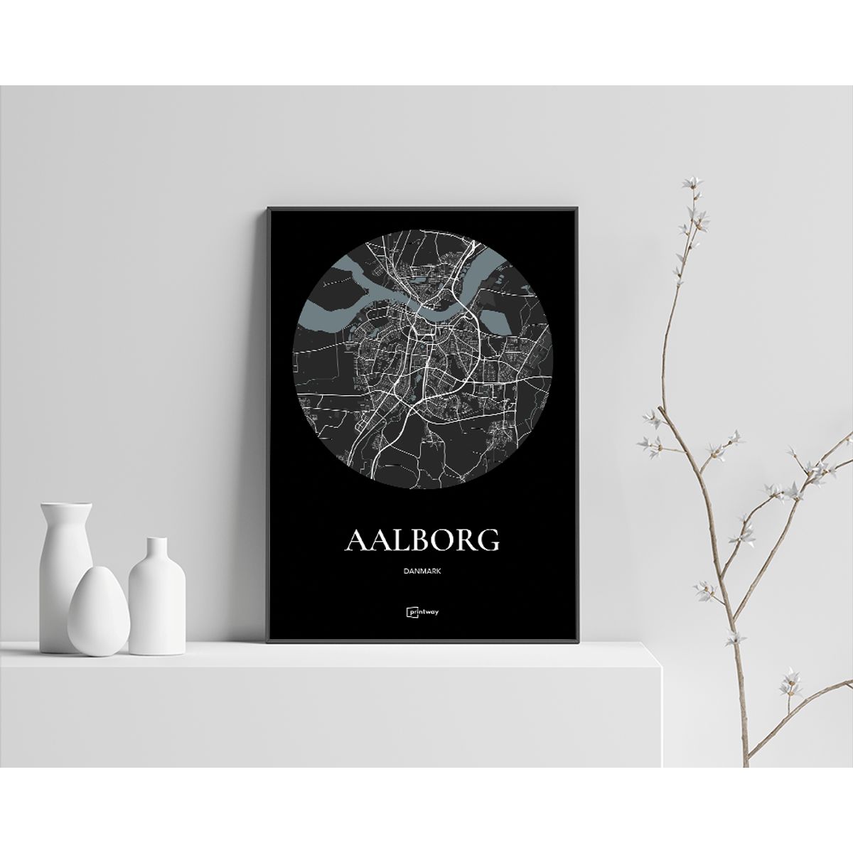 Aalborg Plakaten Rundt kort Sort 42×60 cm (A2)