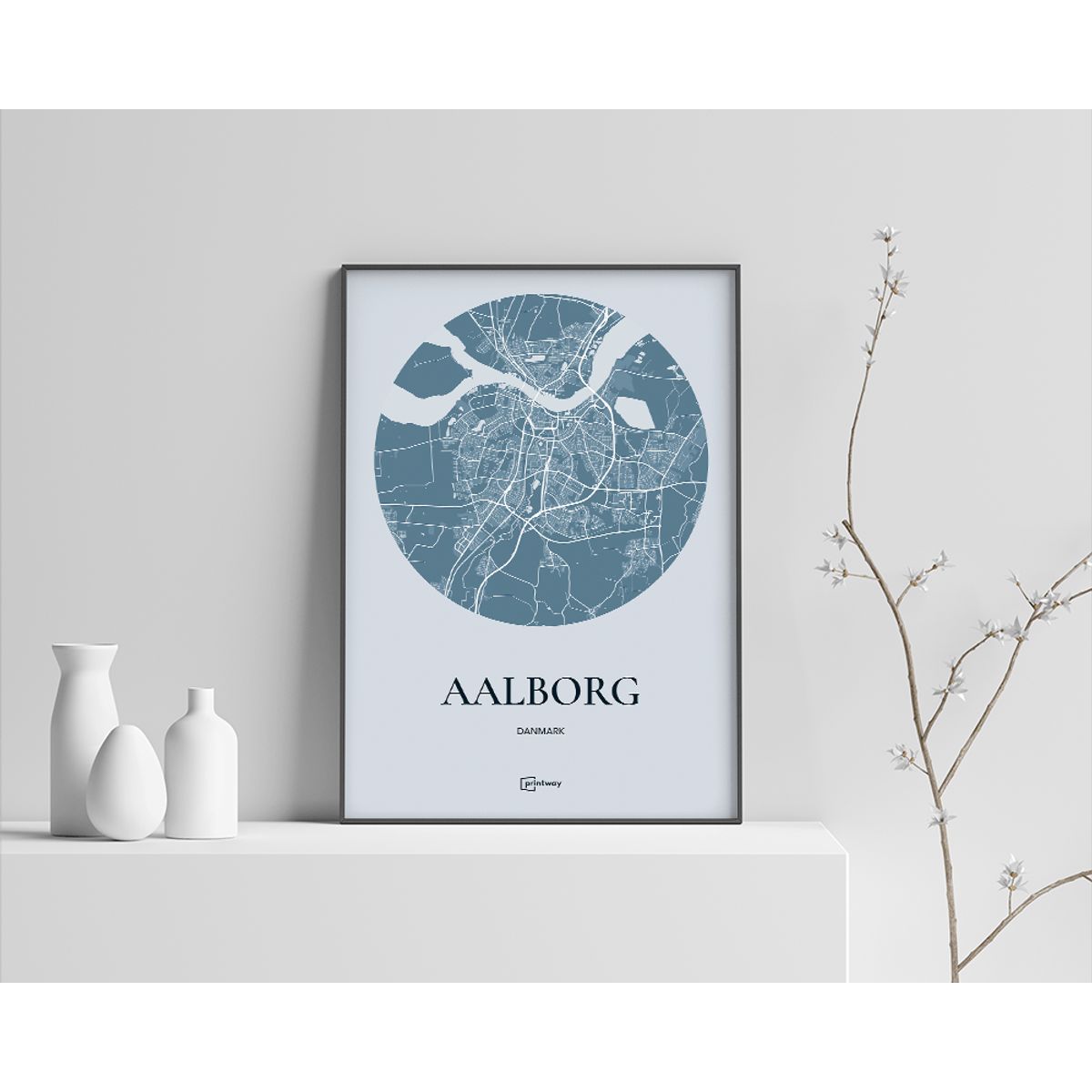 Aalborg Plakaten Rundt kort Havblå 70×100 cm (B1)