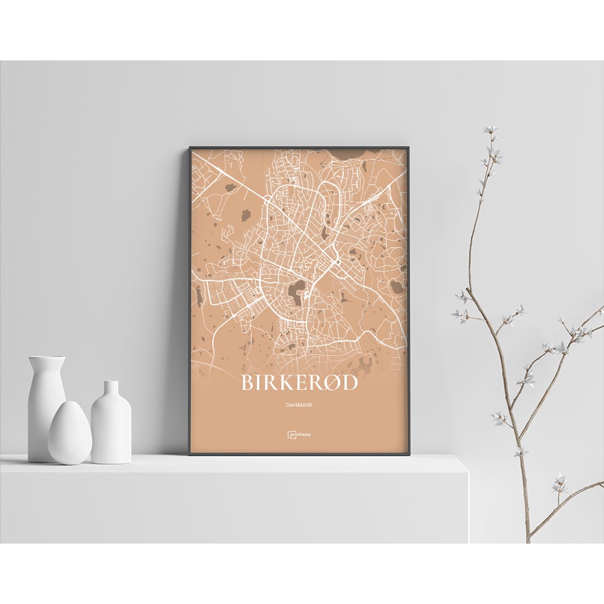 Birkerød Plakaten Fuldt kort Guld 50×70 cm (B2)