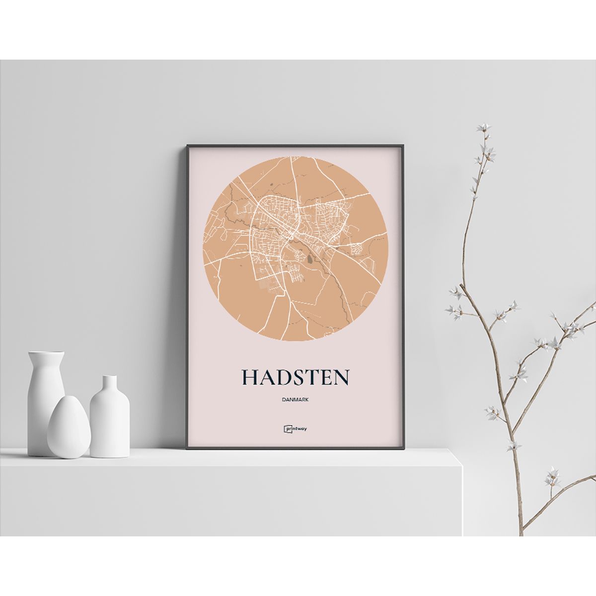 Hadsten Plakaten Rundt kort Guld 42×60 cm (A2)