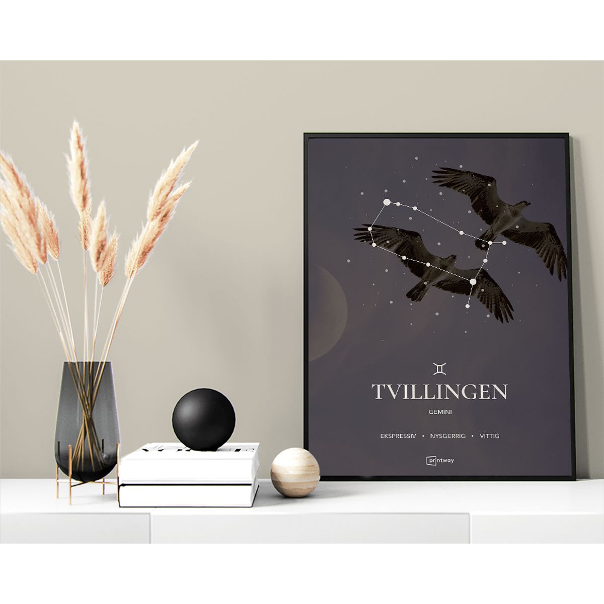 Tvillingen Stjernetegn Plakat Motiv 50×70 cm (B2)