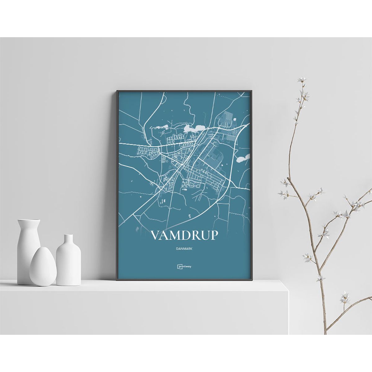 Vamdrup Plakaten Fuldt kort Havblå 60×84 cm (A1)