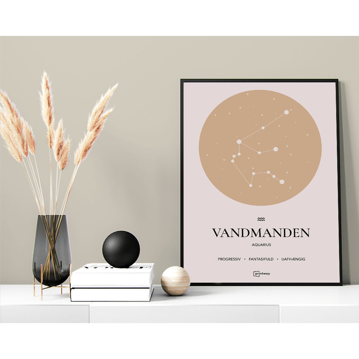 Vandmanden Stjernetegn Plakat Guld 70×100 cm (B1)