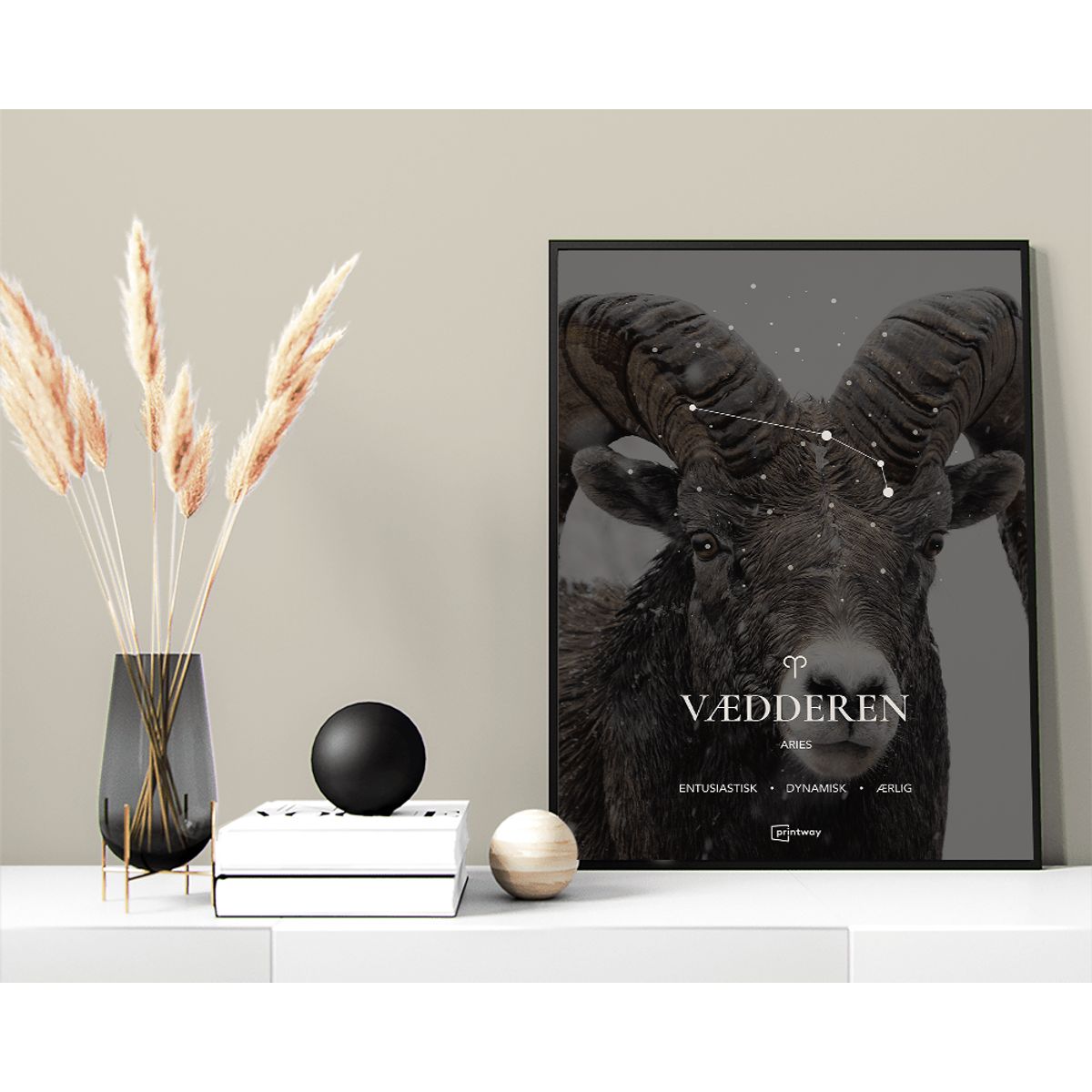 Vædderen Stjernetegn Plakat Motiv 42×60 cm (A2)