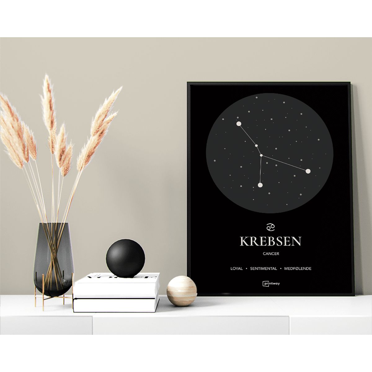 Krebsen Stjernetegn Plakat Sort 70×100 cm (B1)