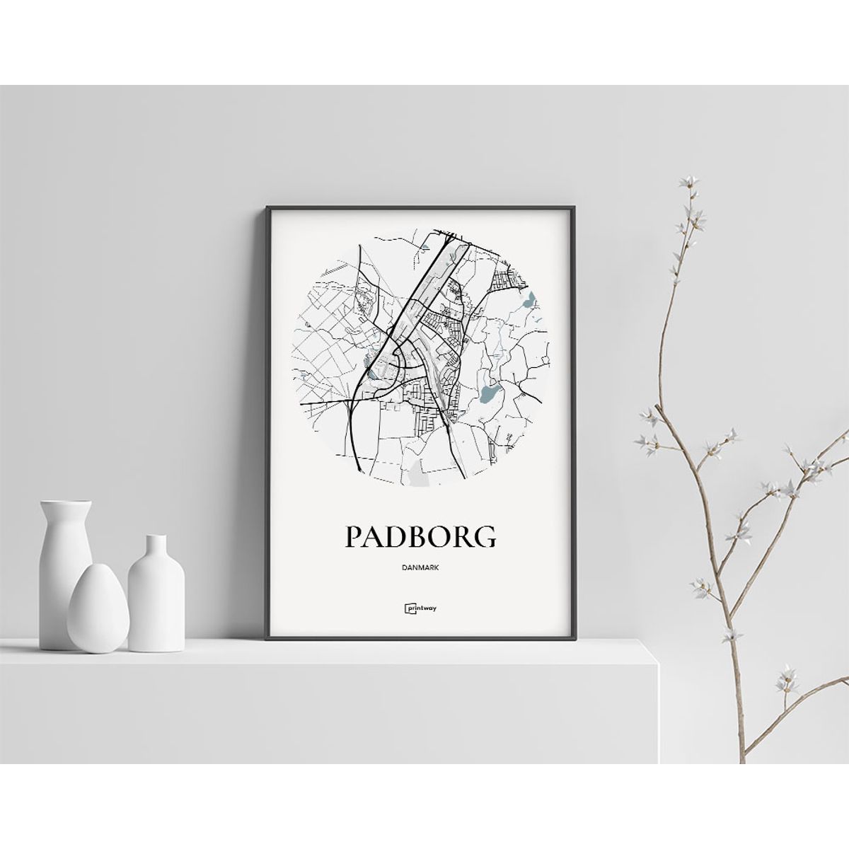 Padborg Plakaten Rundt kort Hvid 42×60 cm (A2)