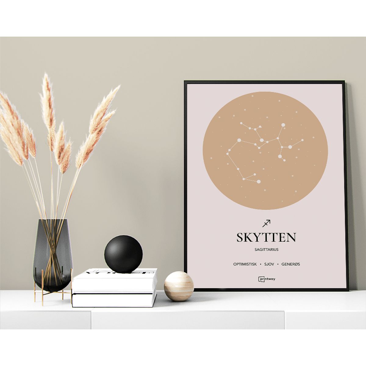 Skytten Stjernetegn Plakat Guld 50×70 cm (B2)