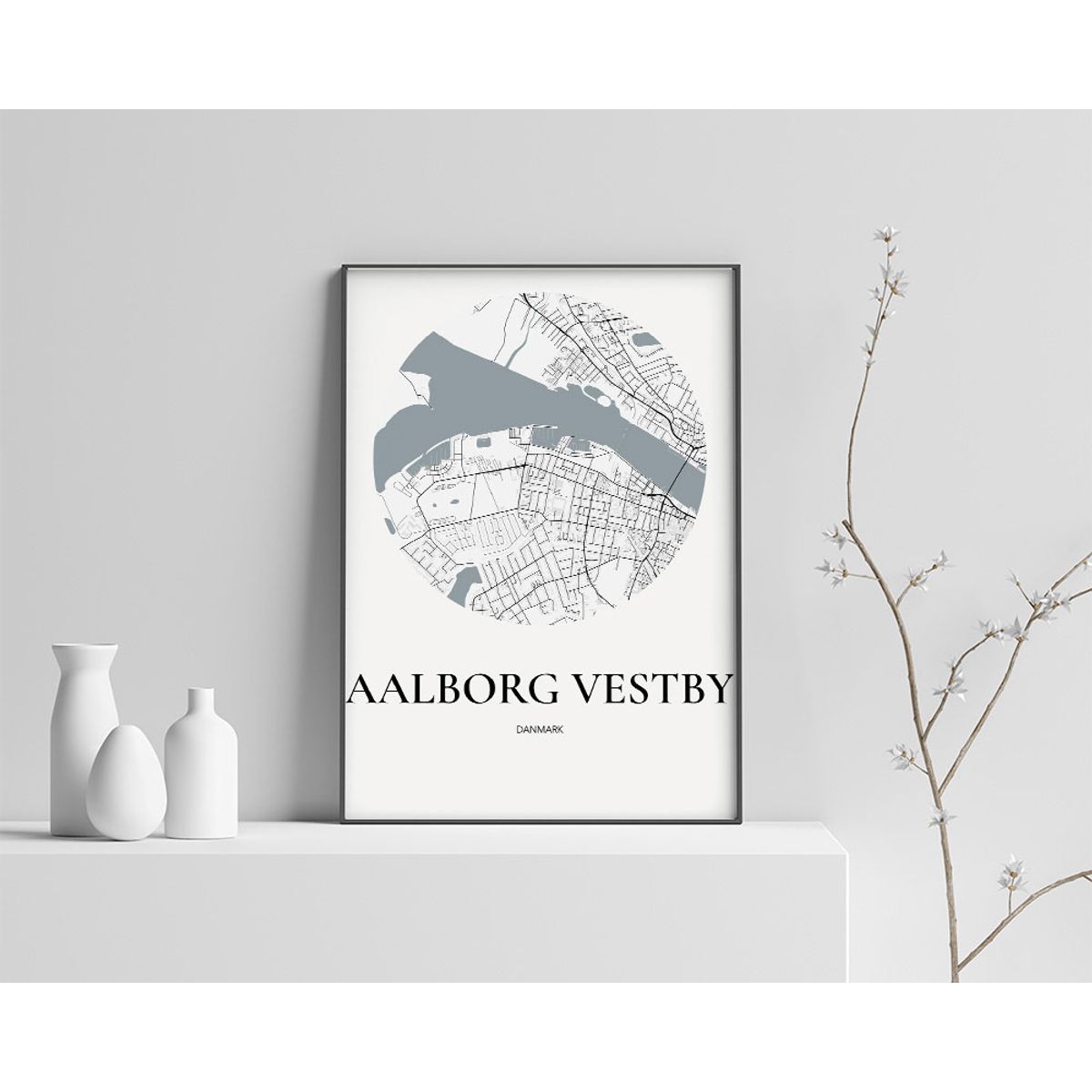 Aalborg Vestby Plakaten Rundt kort Hvid 42×60 cm (A2)