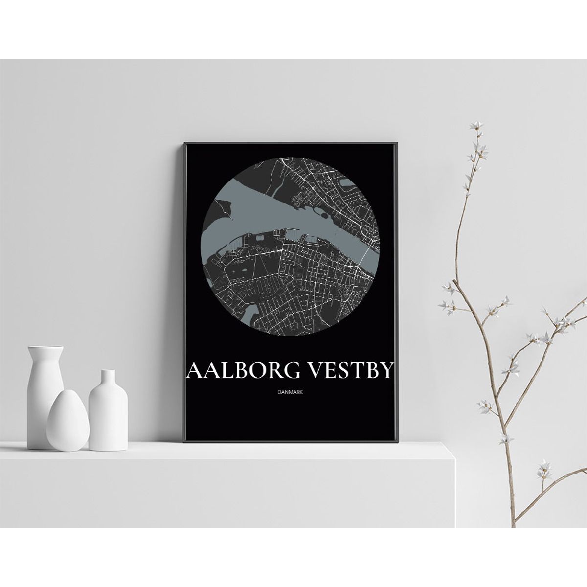 Aalborg Vestby Plakaten Rundt kort Sort 50×70 cm (B2)