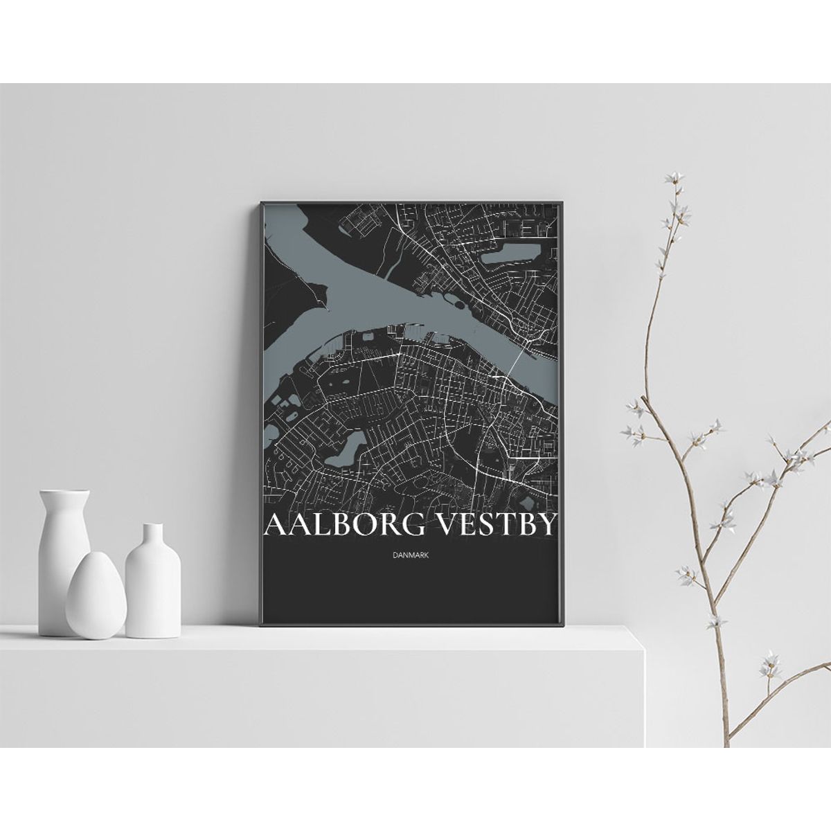 Aalborg Vestby Plakaten Fuldt kort Sort 60×84 cm (A1)