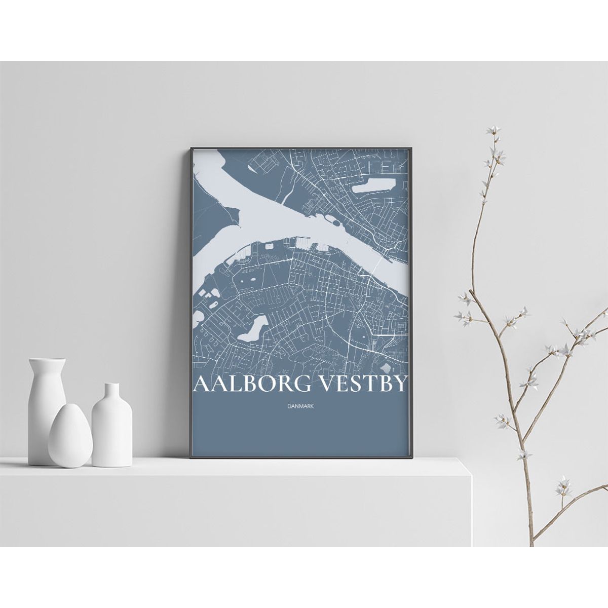 Aalborg Vestby Plakaten Fuldt kort Havblå 70×100 cm (B1)