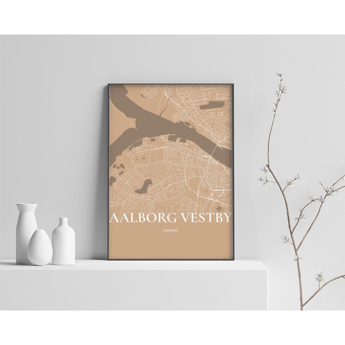 Aalborg Vestby Plakaten Fuldt kort Guld 50×70 cm (B2)