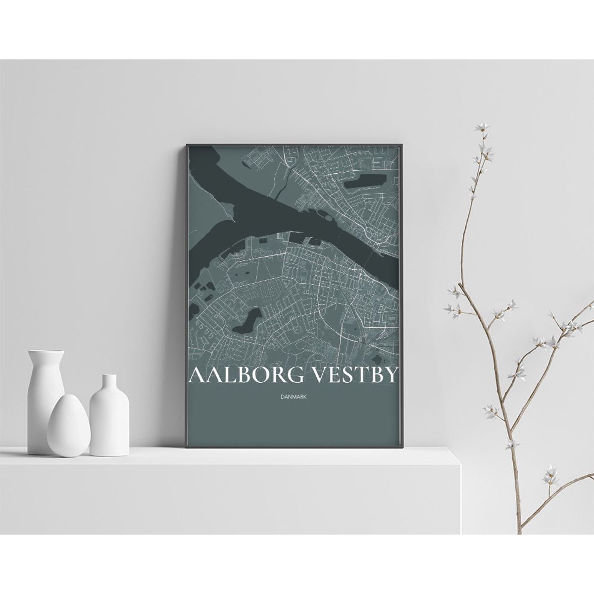 Aalborg Vestby Plakaten Fuldt kort Skovgrøn 50×70 cm (B2)