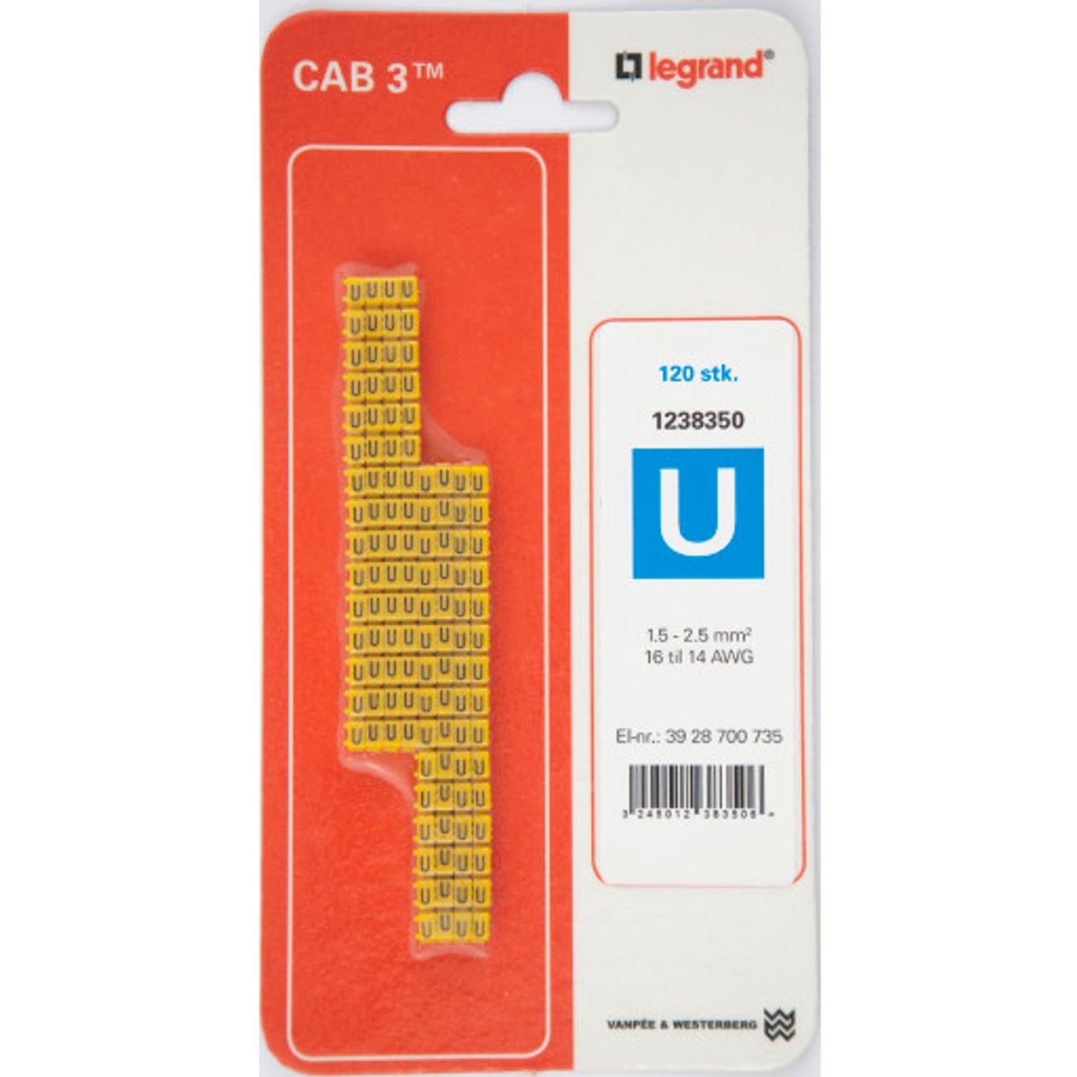 120 stk CAB3 LEDNINGSMRK1,5-2,5 (U)