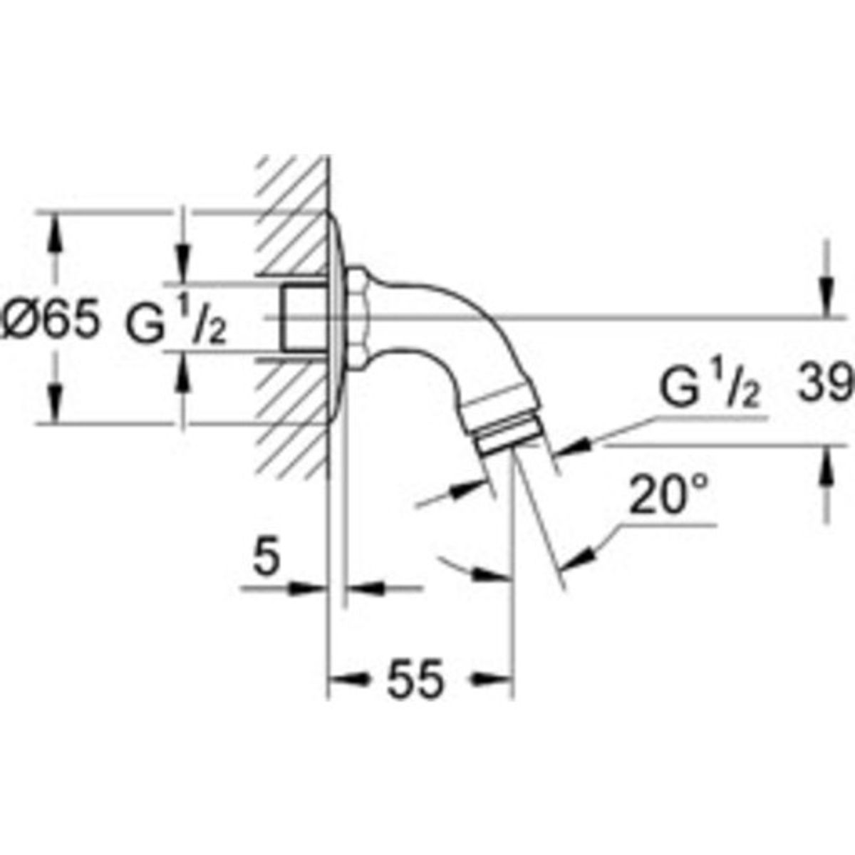 Grohe Relexa bruserbøjning 1/2"