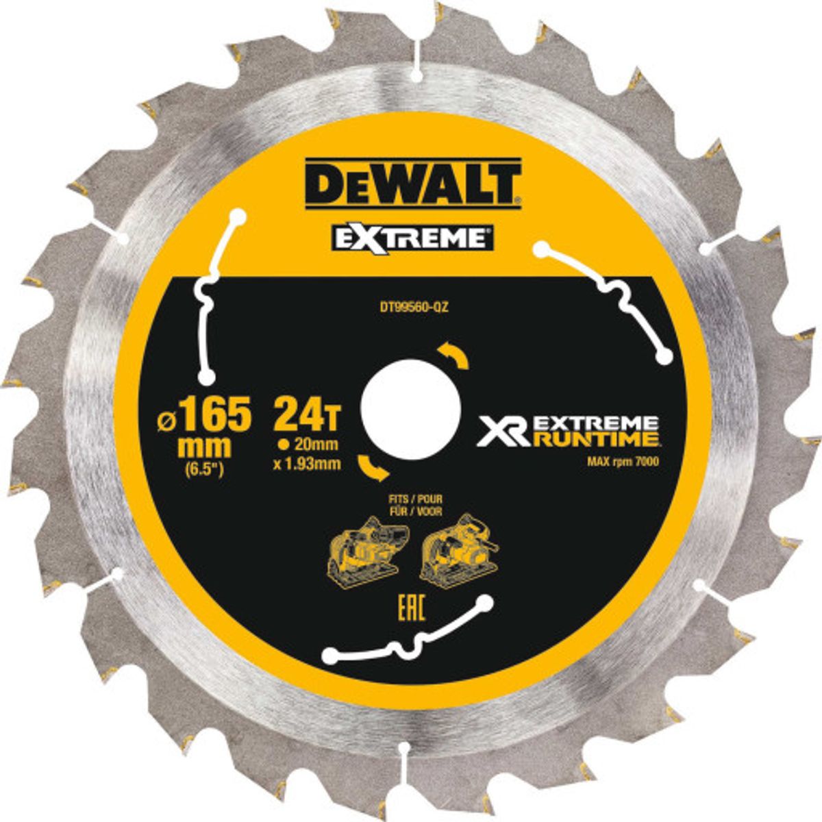 DeWalt rundsavklinge Ø165/20 - 24tands