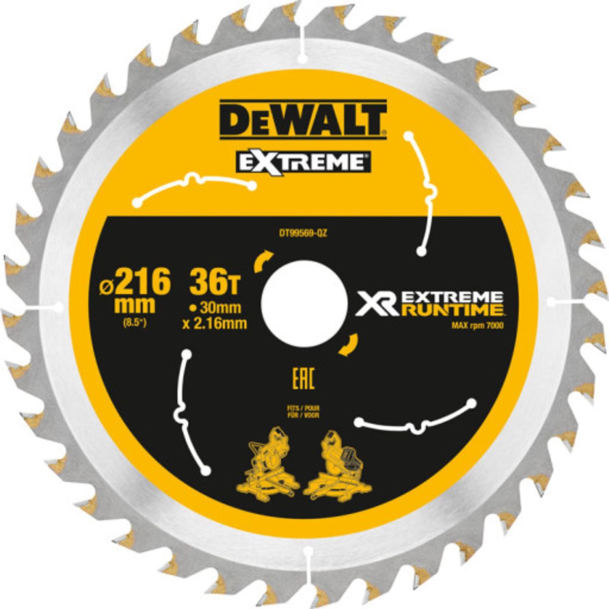 DEWALT rundsavklinger til akkusave, Ø216/30 mm, 36 td.