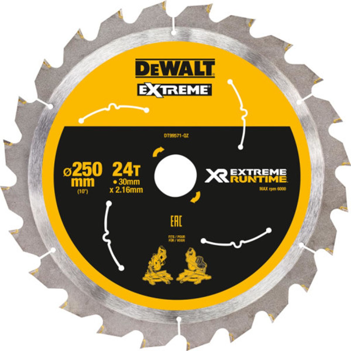 DeWalt rundsavklinge Ø250/30 - 24tands