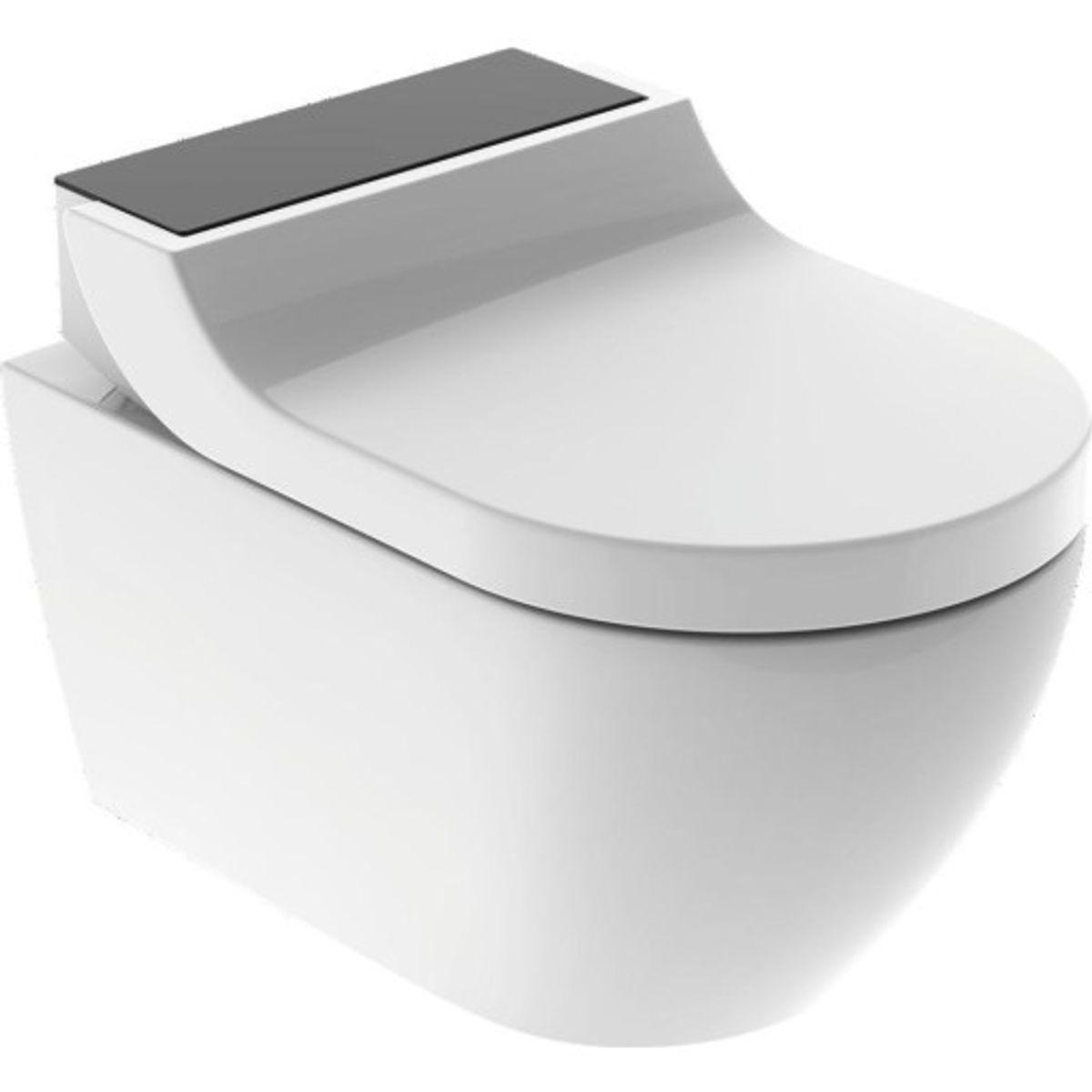 Geberit AquaClean Tuma Comfort douchetoilet, uden skyllekant, rengøringsvenlig, sort glas/hvid