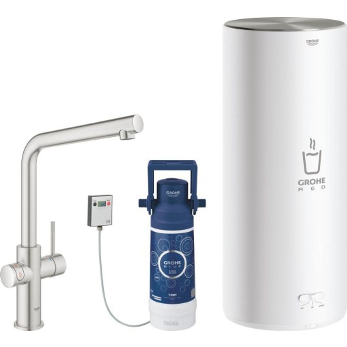 Grohe Red Duo køkkenarmatur, 5,5 liters kedel, stål