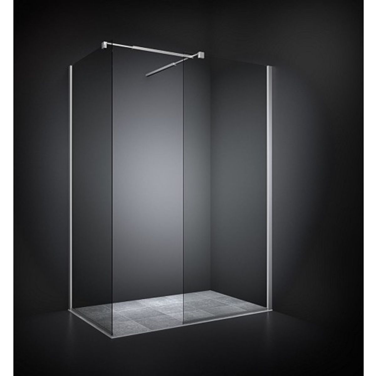 Dansani Match walk in bruseløsning, 77 cm, klart glas, satin profil