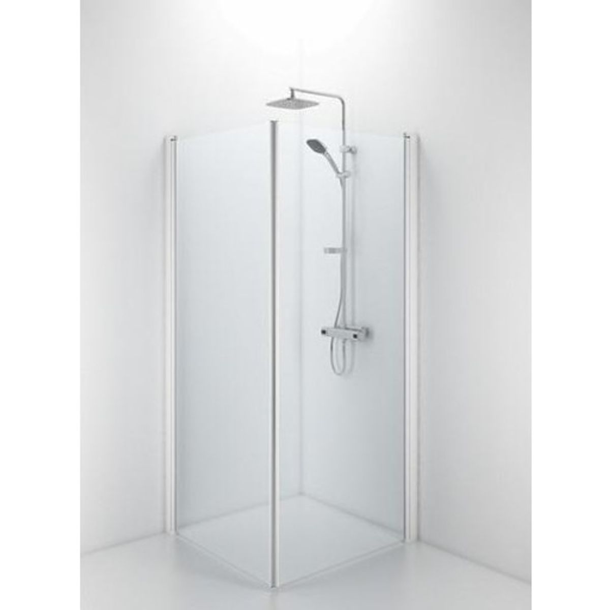 Contura Shower Space brusedør, 87 cm, klart glas, hvid profil