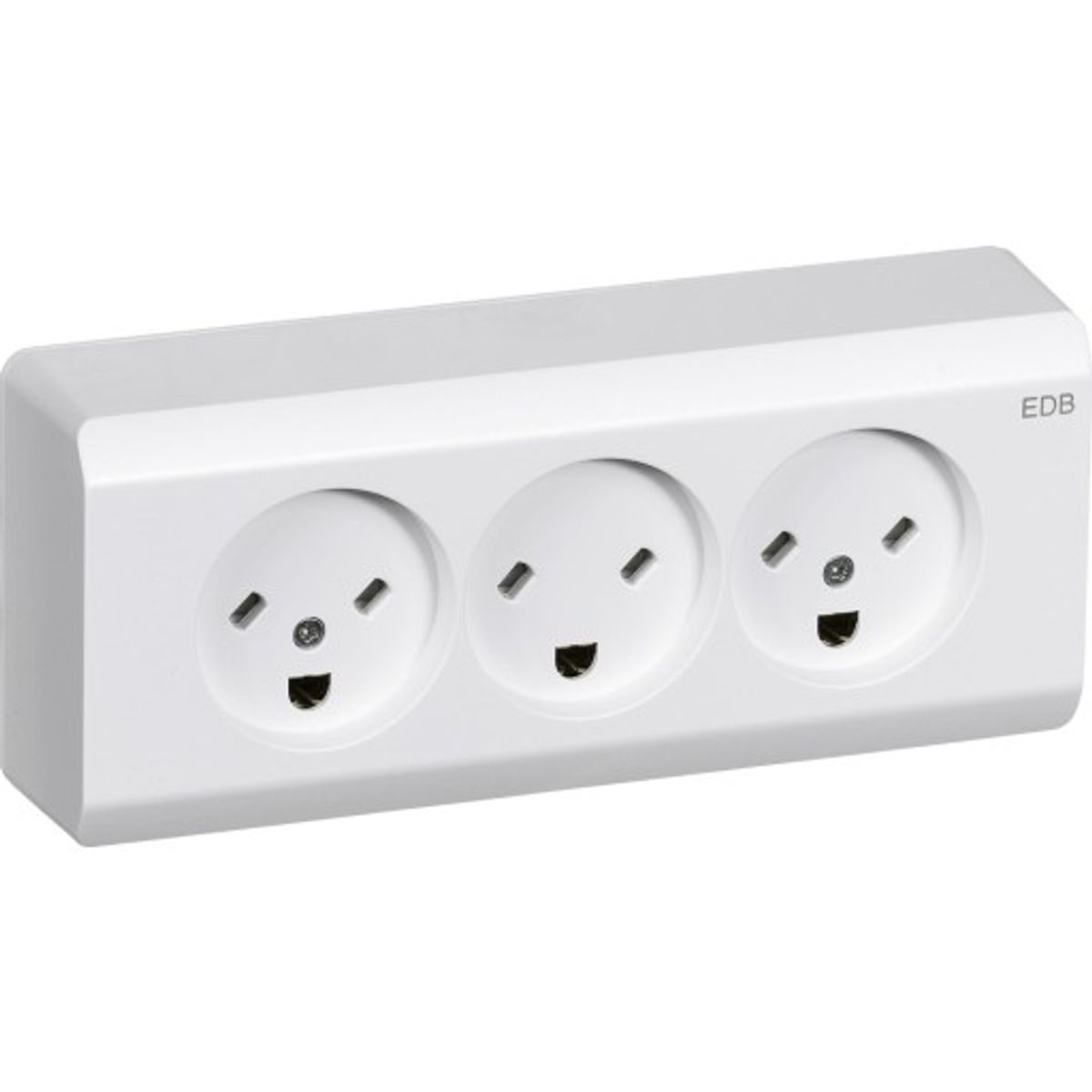 LK Opus 66 Tripel udvendig EDB stikkontakt med jord, 2½ modul, Hvid