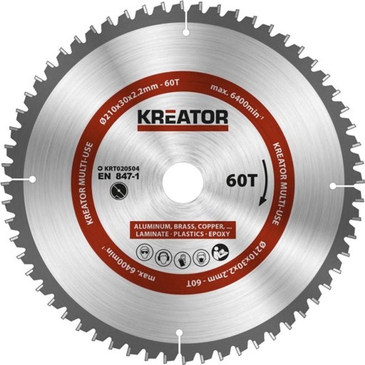 Kreator rundsavsklinge - Ø210/30mm - 60tands t.metal & plast