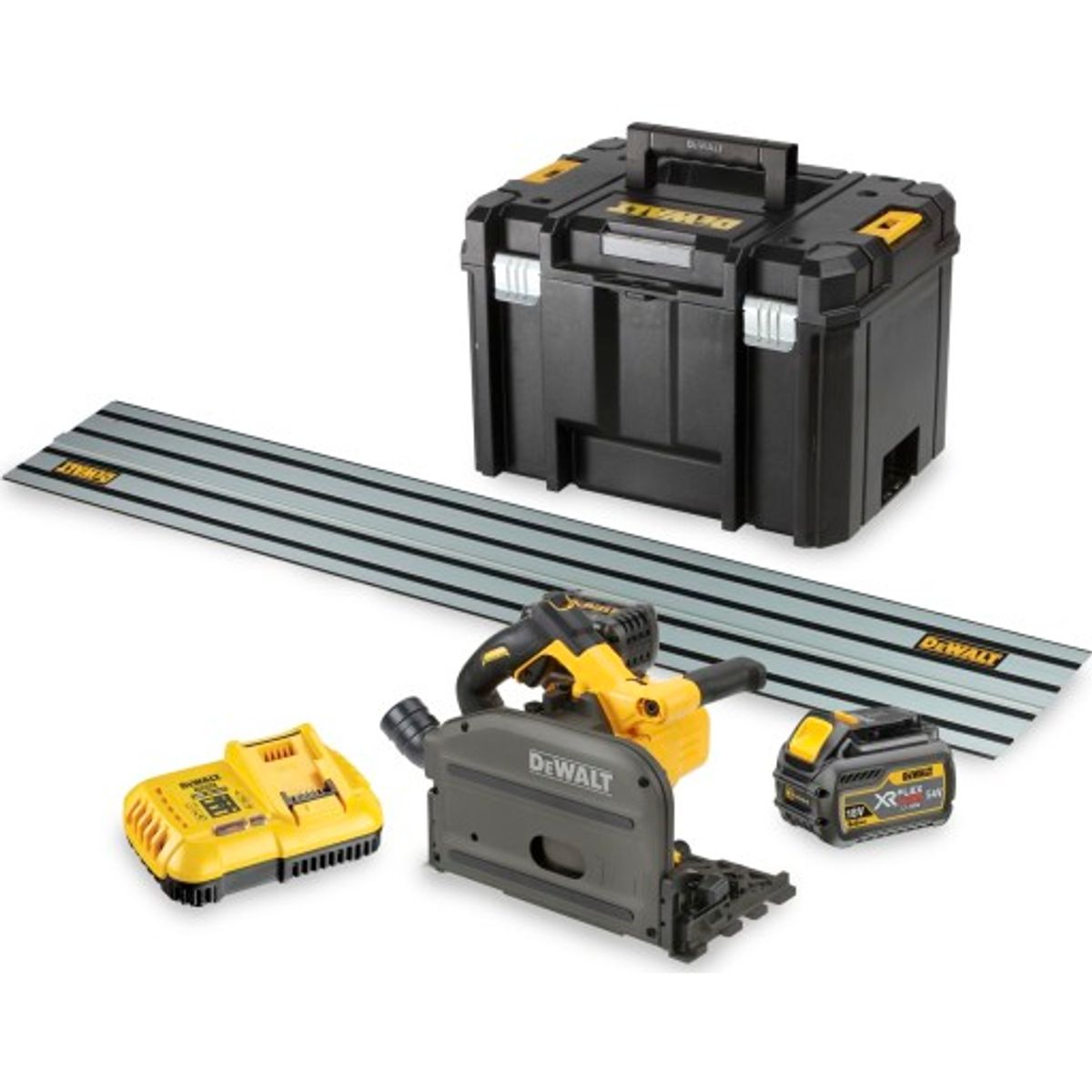 DeWalt XR Flexvolt dyksav m.skinne - 54V m. 2 x batteri