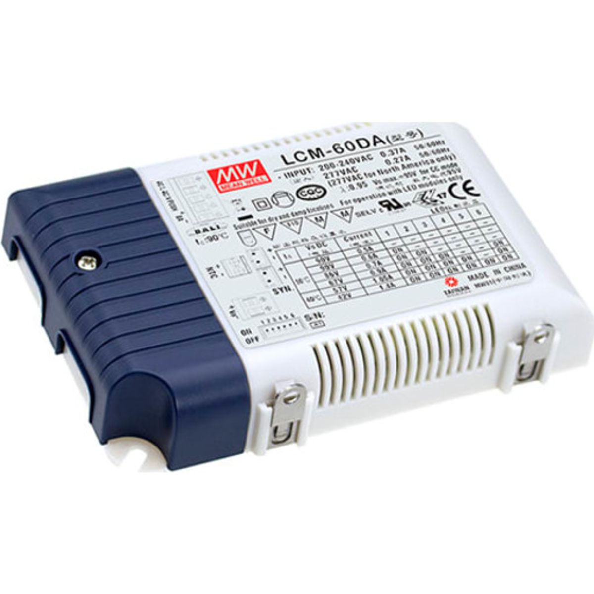 LED Driver LCM-60DA2, 2-90V 60W, 500-1400 mA, DALI og push