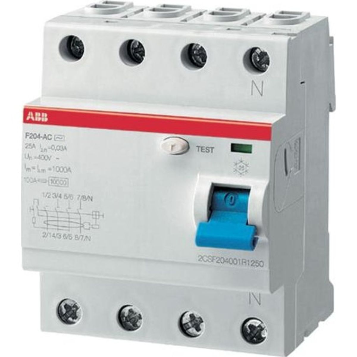 ABB F204 HPFI relæ A, 4P, 40A