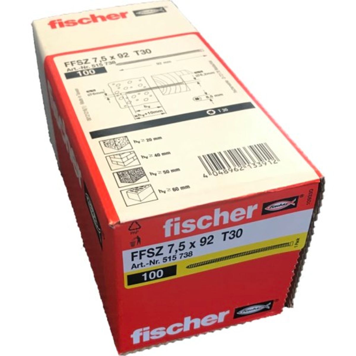 Fischer karmskrue FFS u/hoved 7,5 x 92mm 100stk.