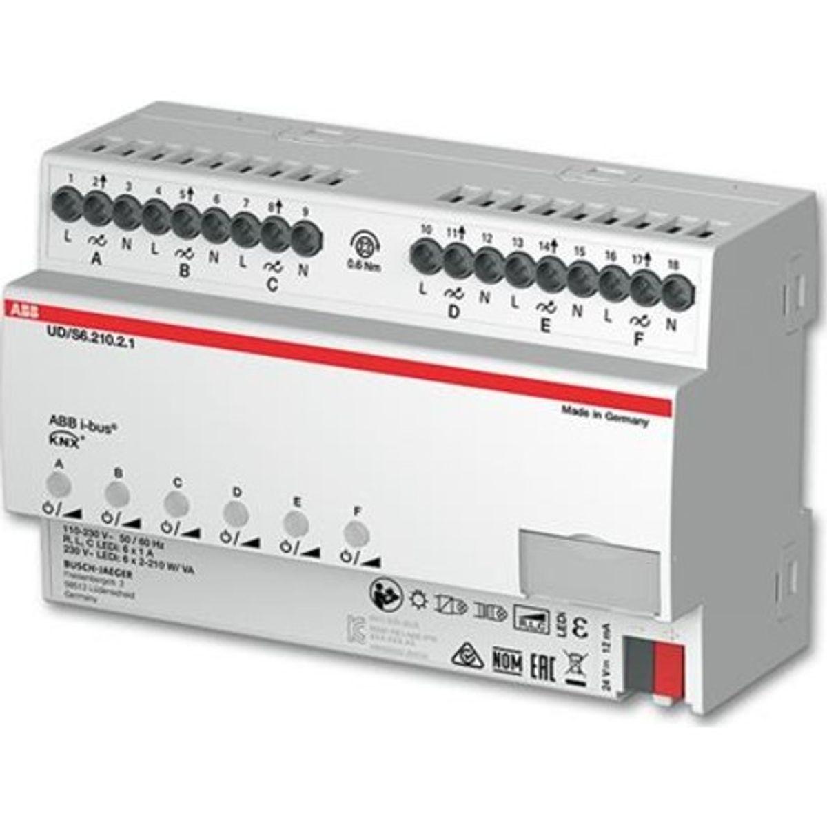 KNX Universal Lysdæmper LED 6x210W/VA, MDRC, UD/S6.210.2.1