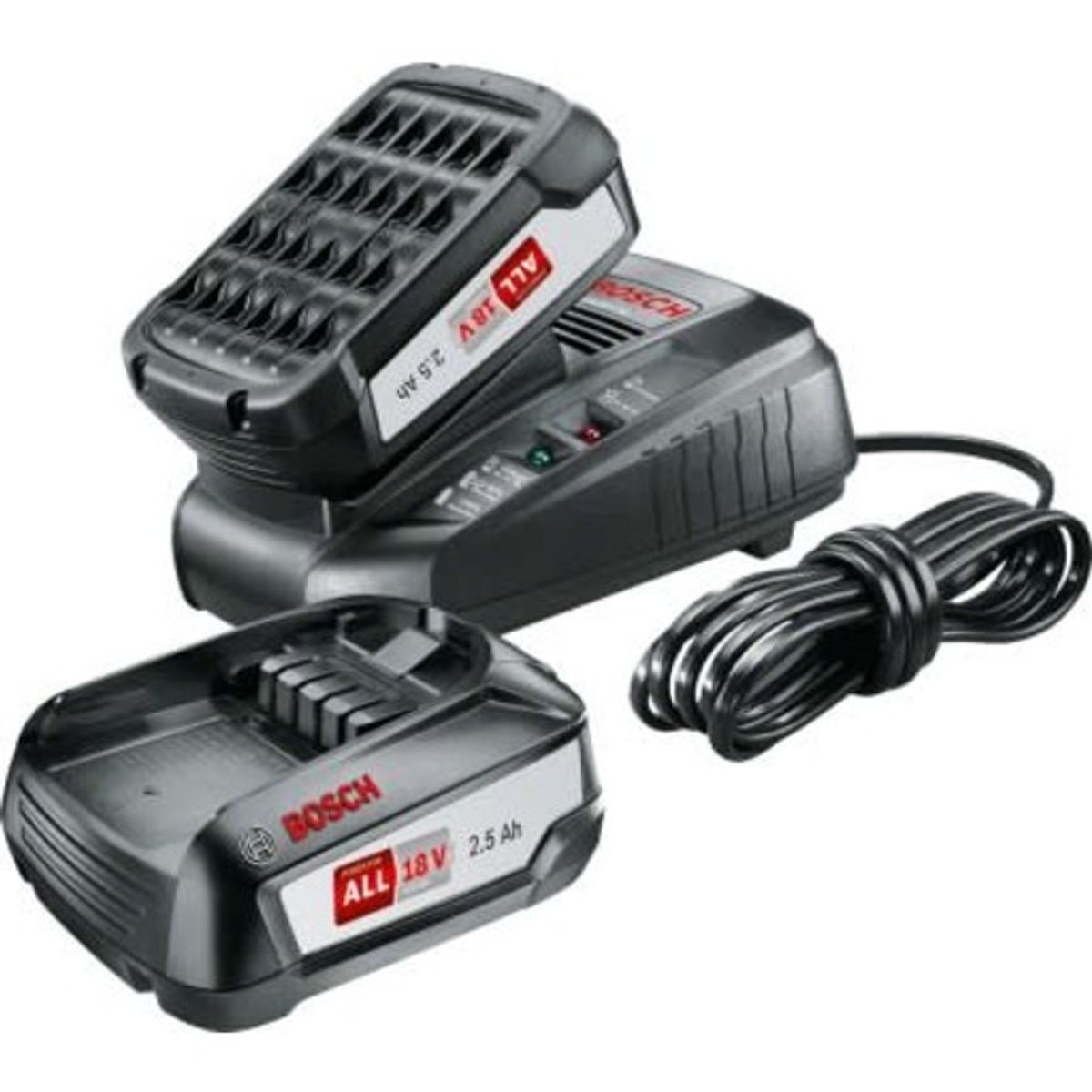 Bosch 18V 2 stk 2,5 Ah batteri og lader