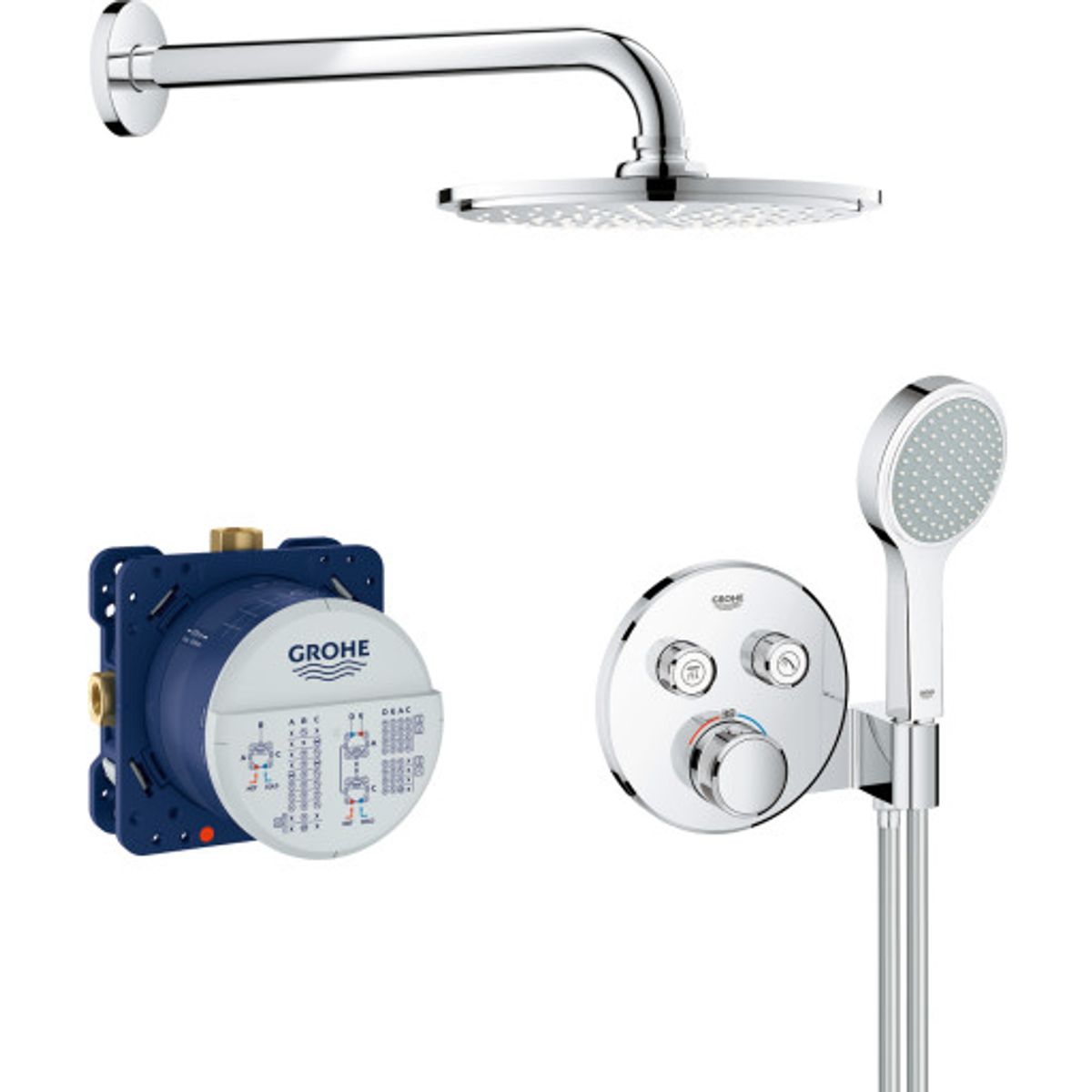 Grohe Grohtherm SmartControl 210 brusesæt, vandbesparende, krom